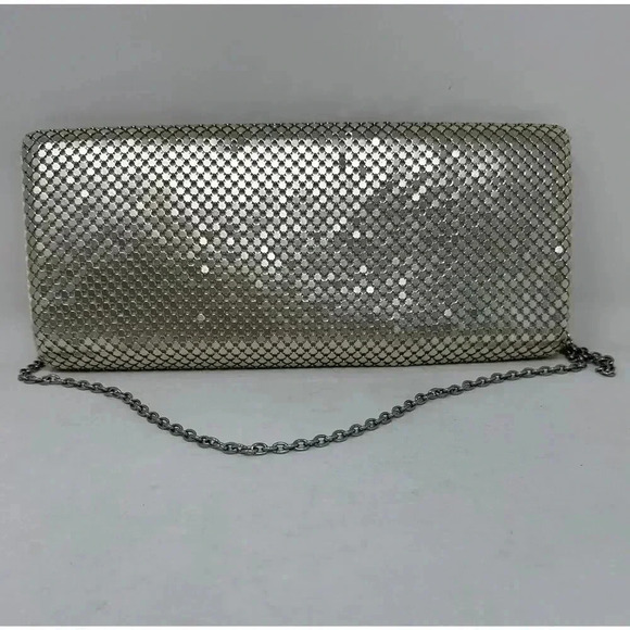 Jessica McClintock Vintage Silver Mesh Purse Clutch 80's - Picture 5 of 14